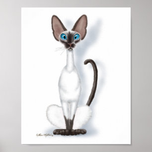 Poster Dessin animé de chat siamois grand et original