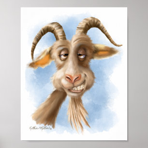 Poster Dessin animé de chèvre amusant