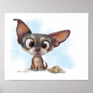 Poster Dessin animé de chiot Chihuahua mignon