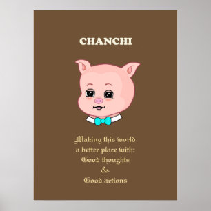 Poster Dessin animé de cochon mignon