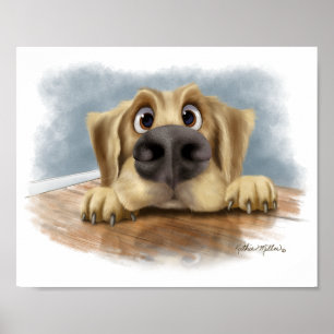 Poster Dessin animé de Golden Retriever mignon