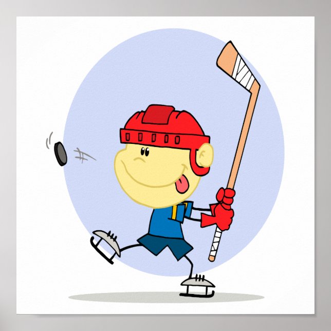Poster dessin animé de hockey mignon (Devant)