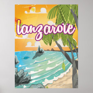 Poster dessin animé de l'affiche de voyage vintage de lan
