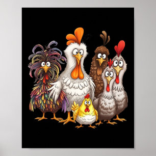 Poster Dessin animé de Thanksgiving de famille de poulet 