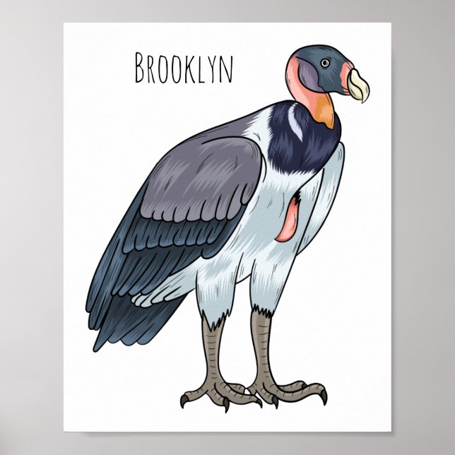 Poster dessin animé d'oiseau vautour du roi (Devant)