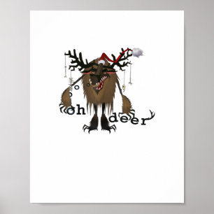 Poster Dessin animé Oh cerf drôle de renne cadeau de vaca
