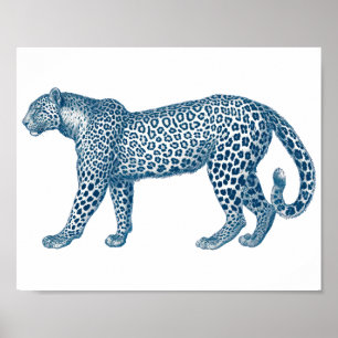 Poster Dessin antique d'un Léopard