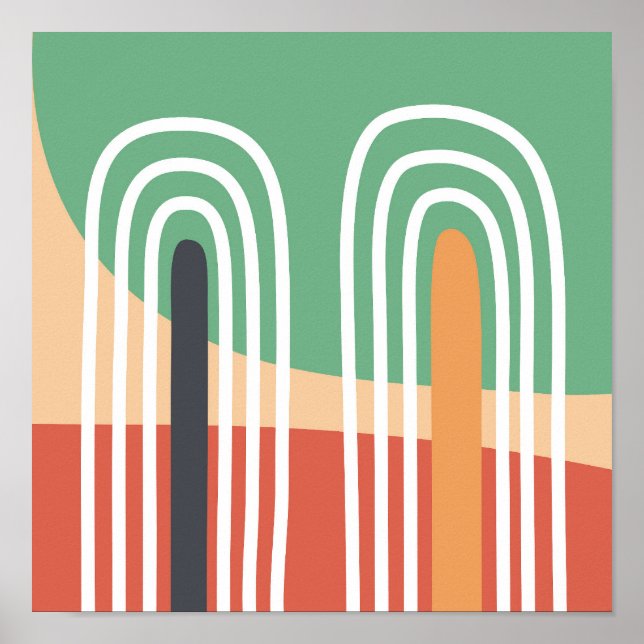 Poster Dessin arc-en-ciel artistique, art boho (Devant)