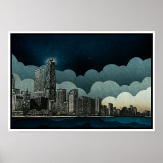Poster Dessin architectural de Chicago Skyline