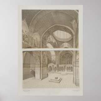 Poster Dessin architectural vintage Cathédrale Intérieure