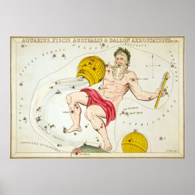 Poster Dessin Astrologique Aquarius (Devant)
