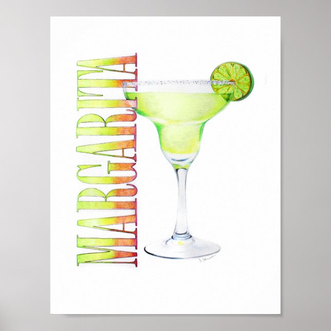 Poster Dessin au crayon de couleur Margarita (Devant)