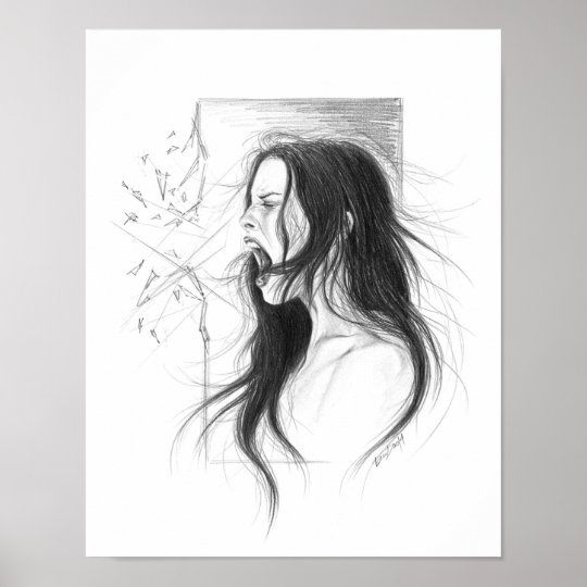 Poster Dessin Au Crayon Fache Criard De Femme Zazzle Ca