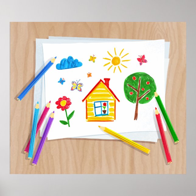 Poster Dessin au crayon pour enfants (Devant)