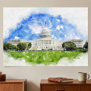 Poster Dessin au pastel du Capitole des États-Unis