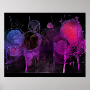 Poster Dessin au style crayon de mur à bulles violettes e