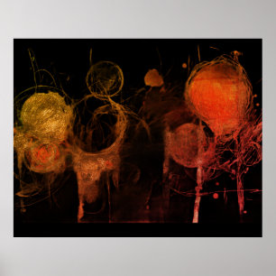 Poster Dessin au style crayon de mur de bulles sombres et