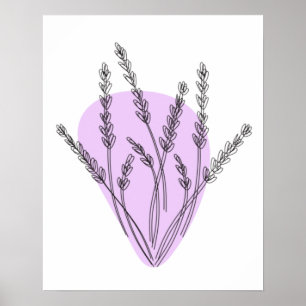 Poster Dessin au trait de branches et de feuilles