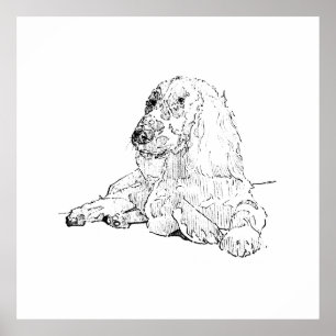 Poster Dessin au trait de Cocker Spaniel Art Chien
