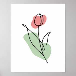 Poster Dessin au trait de fleur