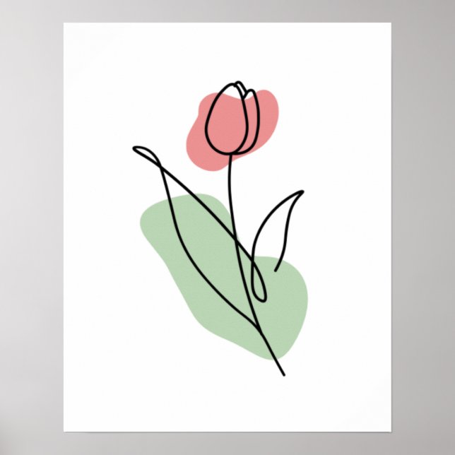 Poster Dessin au trait de fleur (Devant)