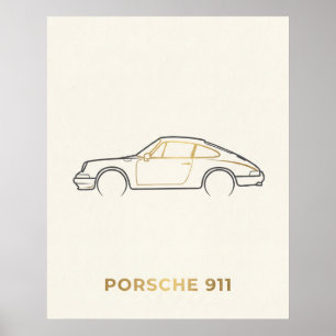 Poster Dessin au trait minimaliste de Porsche 911