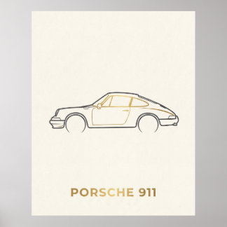Poster Dessin au trait minimaliste de Porsche 911