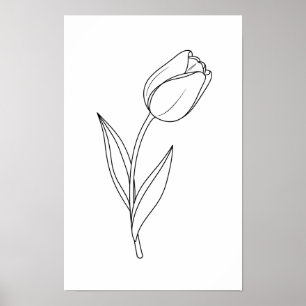 Poster Dessin au trait minimaliste de tulipe
