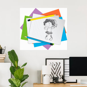 Poster Dessin avec crayons colorés