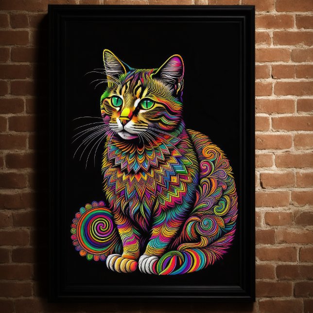 Poster Dessin coloré Abstrait d'un chat 2:3 II (Créateur téléchargé)