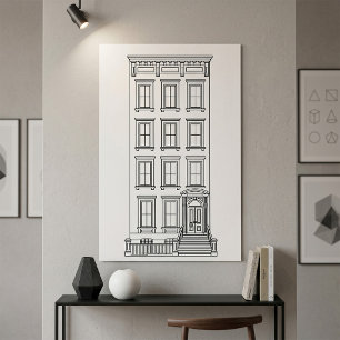 Poster Dessin d'appartement classique avec perron à New Y