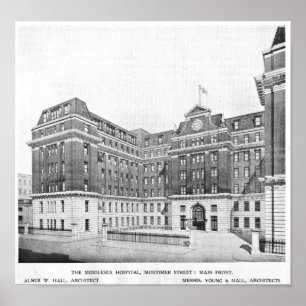 Poster Dessin d'architectes d'hôpital de Middlesex