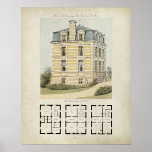 Poster Dessin d'architecture vintage Paris France n° 2