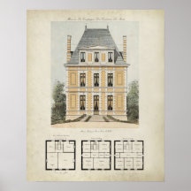 Dessin d'architecture vintage Paris France n° 3