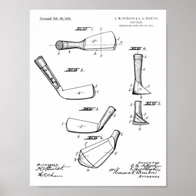 Poster Dessin d'art du club de golf 1918 (Devant)
