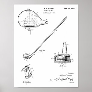 Poster Dessin d'art du club de golf 1925