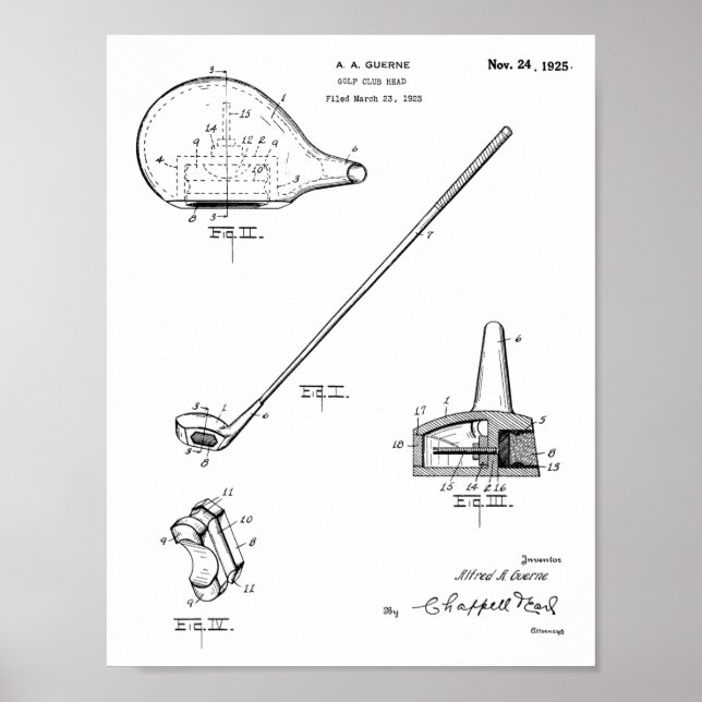 Poster Dessin d'art du club de golf 1925 (Devant)
