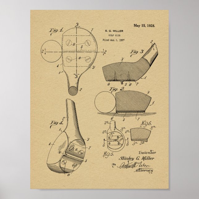 Poster Dessin d'art du club de golf 1928 (Devant)