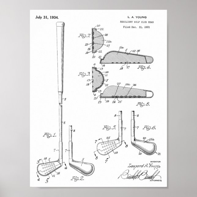 Poster Dessin d'art du club de golf 1934 (Devant)