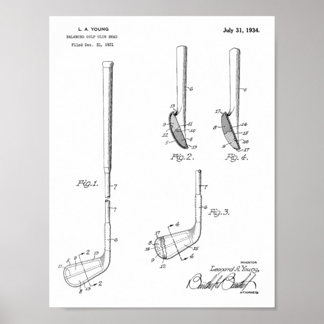 Poster Dessin d'art du club de golf 1934 (Devant)
