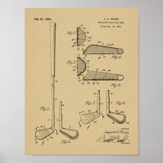 Poster Dessin d'art du club de golf 1934 (Devant)