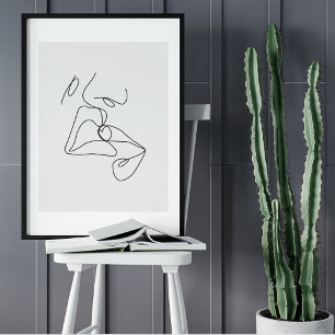 Poster Dessin d'art minimaliste Abstrait face