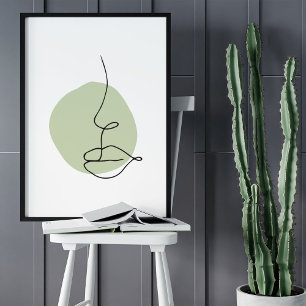 Poster Dessin d'art minimaliste Abstrait face