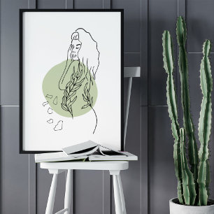 Poster Dessin d'art minimaliste Abstrait face