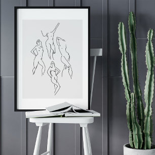 Poster Dessin d'art minimaliste Abstrait face