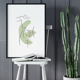 Poster Dessin d'art minimaliste Abstrait face