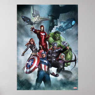 Poster Dessin d'Avengers contre Loki