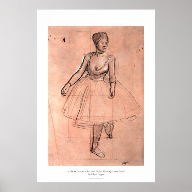 Poster Dessin de Ballerina par Degas joli ballet danseuse (Devant)