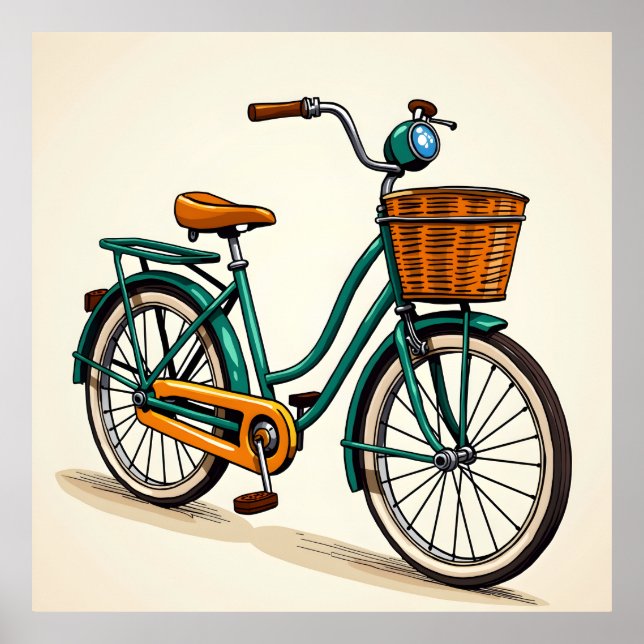 Poster Dessin de bicyclette rétro (Devant)