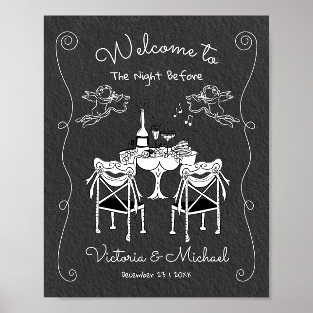 Poster Dessin de bienvenue à la main funky Dîner de répét (Devant)
